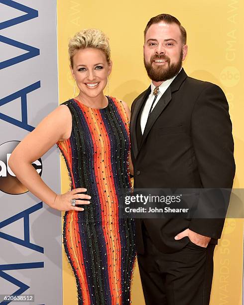 Singer-songwriter Cam and Adam Weaver attend the 50th annual CMA Awards at the Bridgestone Arena on November 2, 2016 in Nashville, Tennessee.