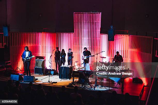 Faris Badwan and Rachel Zeffira of Cat's Eyes perform at Howard Assembly Room on November 2, 2016 in Leeds, England.