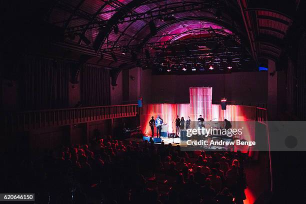 Faris Badwan and Rachel Zeffira of Cat's Eyes perform at Howard Assembly Room on November 2, 2016 in Leeds, England.