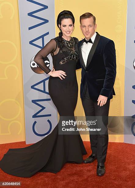 Shawna Thompson and Keifer Thompson of musical duo Thompson Square attend the 50th annual CMA Awards at the Bridgestone Arena on November 2, 2016 in...