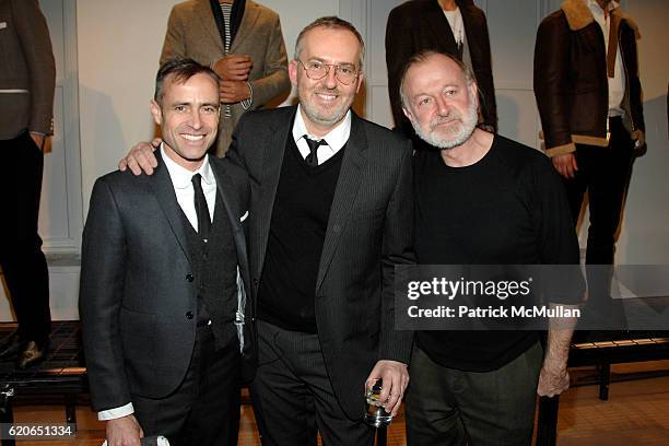 Thom Browne, Jim Moore and Dan Lecca attend GQ/CFDA "Best New Menswear Designers" Party at 620 Fifth Avenue on January 30, 2008 in New York City.