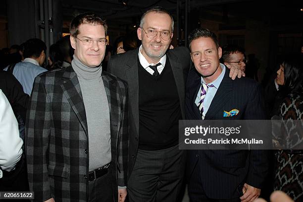 John Bartlett, Jim Moore and Ben Watts attend GQ/CFDA "Best New Menswear Designers" Party at 620 Fifth Avenue on January 30, 2008 in New York City.