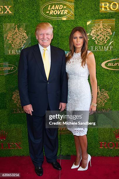 Donald Trump and wife Melania at the Trump Invitational Grand Prix at Mar-a-Lago, Palm Beach, Florida, January 4, 2015.