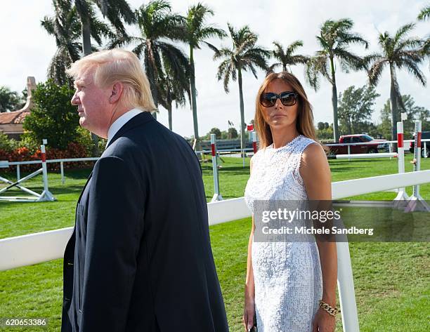 Businessman Donald Trump and wife Melania at the Trump Invitational Grand Prix at Mar-a-Lago, Palm Beach, Florida, January 4, 2015.