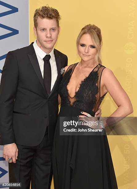 Singer-songwriters Anderson East and Miranda Lambert attend the 50th annual CMA Awards at the Bridgestone Arena on November 2, 2016 in Nashville,...