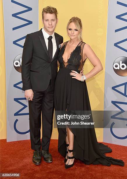 Singer-songwriters Anderson East and Miranda Lambert attend the 50th annual CMA Awards at the Bridgestone Arena on November 2, 2016 in Nashville,...