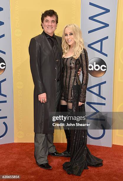 Of Big Machine Records Scott Borchetta and Sandi Spika Borchetta attend the 50th annual CMA Awards at the Bridgestone Arena on November 2, 2016 in...