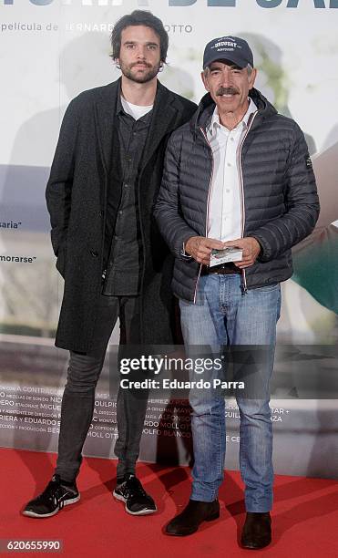 Imanol Arias and Jon Arias attend the 'La historia de Jan' photocall at Verdi cinema on November 2, 2016 in Madrid, Spain.