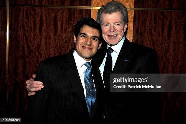 Miguel Harth-Bedoya and Van Cliburn attend FORT WORTH PHILHARMONIC SYMPHONY Dinner at Carnegie Hall on January 26, 2008 in New York City.