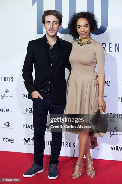 Actor Victor Clavijo and Montse Pla attend '100 Metros' premiere at Capitol cinema on November 2, 2016 in Madrid, Spain.