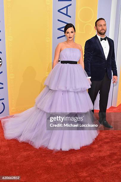 Kacey Musgraves and Ruston Kelly attend the 50th annual CMA Awards at the Bridgestone Arena on November 2, 2016 in Nashville, Tennessee.