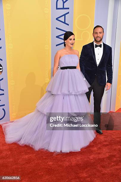 Kacey Musgraves and Ruston Kelly attend the 50th annual CMA Awards at the Bridgestone Arena on November 2, 2016 in Nashville, Tennessee.