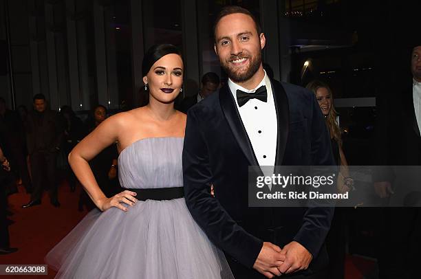 Kacey Musgraves and Ruston Kelly attend the 50th annual CMA Awards at the Bridgestone Arena on November 2, 2016 in Nashville, Tennessee.