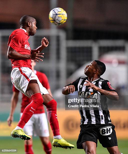 Robinho of Atletico MG and Fabinho of Internacional battle for the ball during a match between Atletico MG and Internacional as part of Copa do...