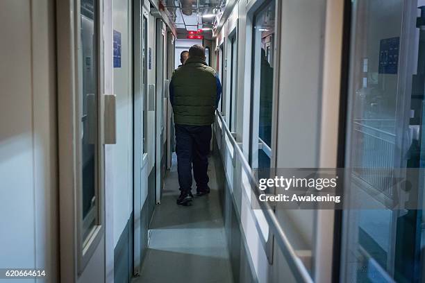 Homeless people wait to travel with special train to the east coast on November 2, 2016 in Perugia, Italy. A 6.6 magnitude earthquake struck central...