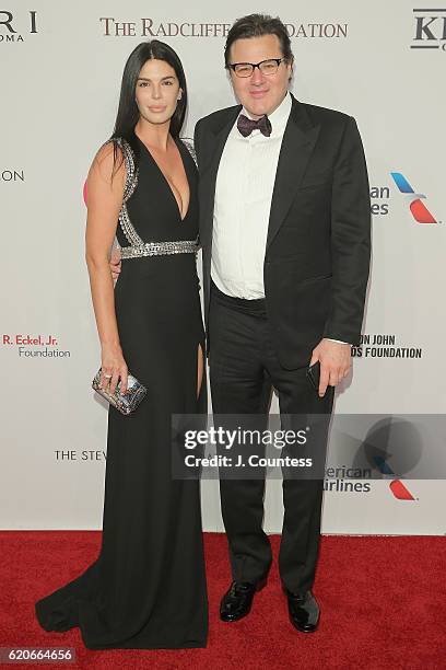 Martine Argent and Francesco Aquilini attend The 15th Annual Elton John AIDS Foundation An Enduring Vision Benefit at Cipriani Wall Street on...