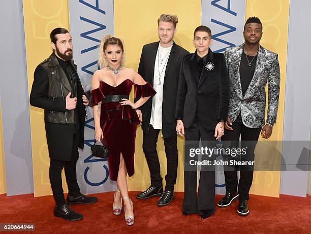 Avi Kaplan, Kirstin Maldonado, Scott Hoying, Mitch Grassi and Kevin Olusola of Pentatonix attend the 50th annual CMA Awards at the Bridgestone Arena...