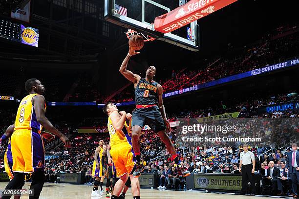 Dwight Howard of the Atlanta Hawks dunks against Los Angeles Lakers on November 2, 2016 at Philips Arena in Atlanta, Georgia. NOTE TO USER: User...