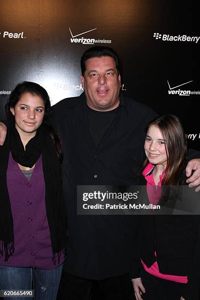 Bria Schirripa, Steve Schirripa and Sierra Schirripa attend Launch Party for the new BLACKBERRY PEARL 8130 Smartphone from VERIZON at The IAC...