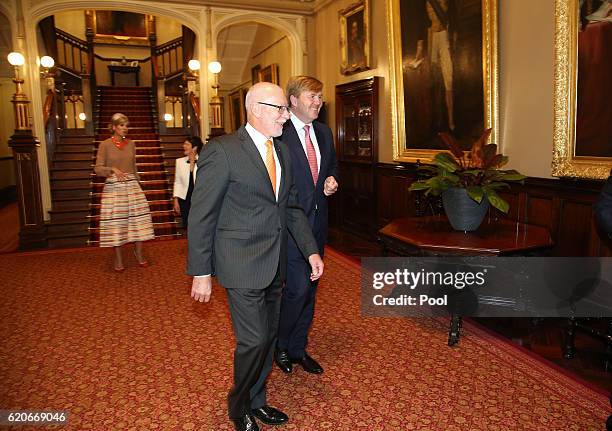 King Willem-Alexander of the Netherlands and Queen Maxima of The Netherlands are greeted by New South Wales State Governor David Hurley and his wife,...