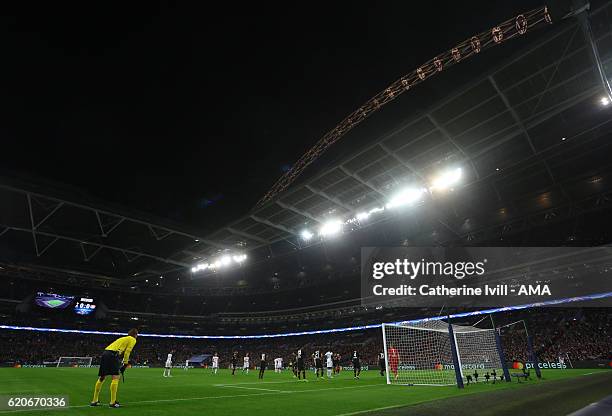 General view of the match during the UEFA Champions League match between Tottenham Hotspur FC and Bayer 04 Leverkusen at Wembley Stadium on November...