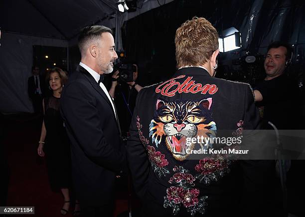 Sir Elton John and David Furnish attend 15th Annual Elton John AIDS Foundation An Enduring Vision Benefit at Cipriani Wall Street on November 2, 2016...