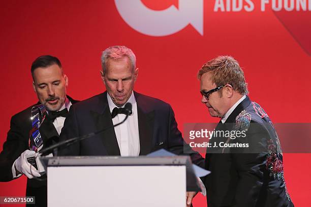 Steve Tisch speaks at the 15th Annual Elton John AIDS Foundation An Enduring Vision Benefit at Cipriani Wall Street on November 2, 2016 in New York...