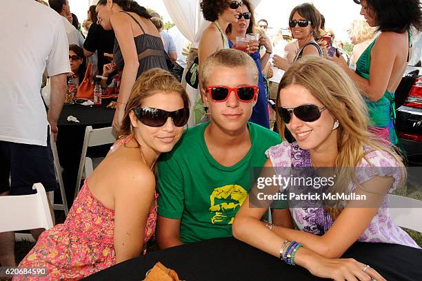 Laura Katzenberg, Conrad Hilton and Nicky Hilton attend T-MOBILE SIDEKICK Lounge at the MERCEDES-BENZ Bridgehampton Polo Challenge Hosted by CHACE...