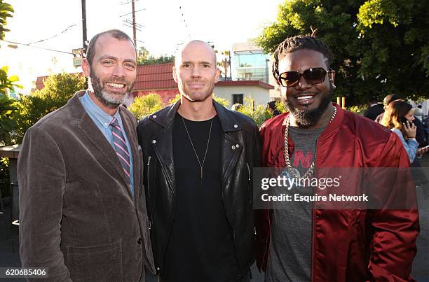 Pictured: Matt Hanna, Esquire Network Executive Vice President of Original Programming; Oliver Trevena, "Joyride", and T-Pain, "Joyride" at Esquire...