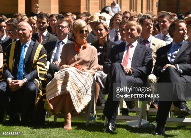 King Willem-Alexander of the Netherlands and Queen Maxima attend a function on a visit to the University of Sydney in Sydney on November 3, 2016.