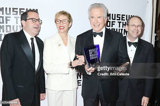 Michael Barkerm Annette Benning, Warren Beatty and Carl Goodman attends the Museum of the Moving Image 30th Annual Salute at 583 Park Avenue on...