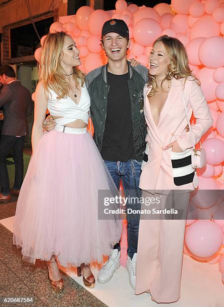 Actors Suki Waterhouse, Ansel Elgort and entrepreneur Poppy Elizabeth Jamie attend Poppy Jamie, Suki Waterhouse, Leo Seigal and Cade Hudson...