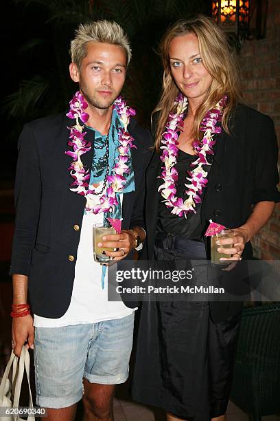 Chris Benz and Jessica Diehl attend JED ROOT Hawaiian Barbeque in Early Celebration of 20 Years at The Bowery Hotel on July 17, 2008 in New York City.