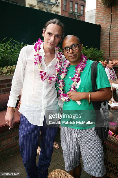 Scott Andrew and Louie Sibley attend JED ROOT Hawaiian Barbeque in Early Celebration of 20 Years at The Bowery Hotel on July 17, 2008 in New York...