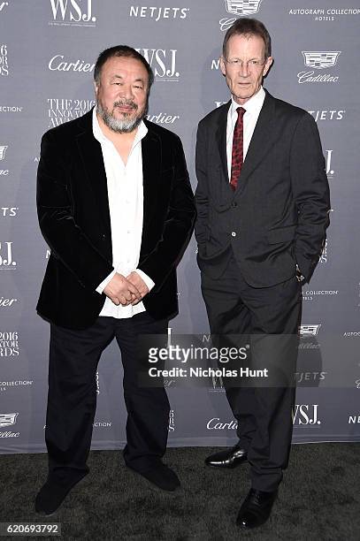 Ai Weiwei and Sir Nicholas Serota attend the WSJ Magazine 2016 Innovator Awards at Museum of Modern Art on November 2, 2016 in New York City.