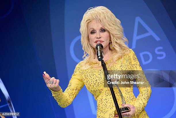 Singer Dolly Parton attends the 50th annual CMA Awards at the Bridgestone Arena on November 2, 2016 in Nashville, Tennessee.