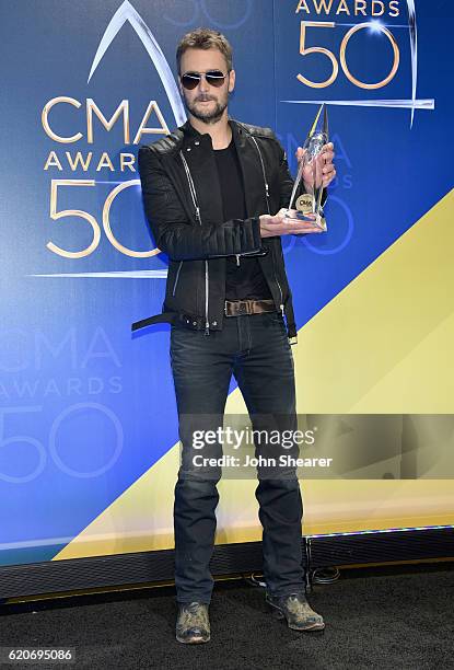 Eric Church attends the 50th annual CMA Awards at the Bridgestone Arena on November 2, 2016 in Nashville, Tennessee.