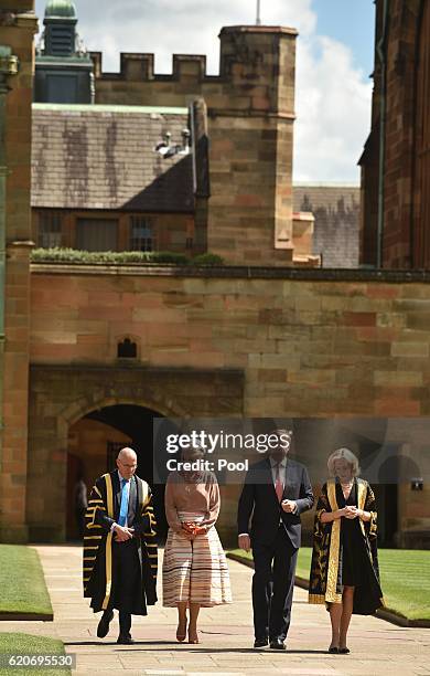 Queen Maxima of The Netherlands and King Willem-Alexander of the Netherlands visit the University of Sydney on November 03, 2016 in Sydney,...