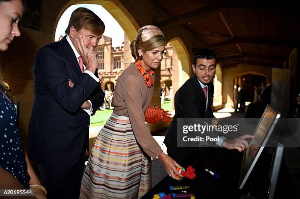 King Willem-Alexander of the Netherlands and Queen Maxima of The Netherlands visit the University of Sydney on November 03, 2016 in Sydney,...