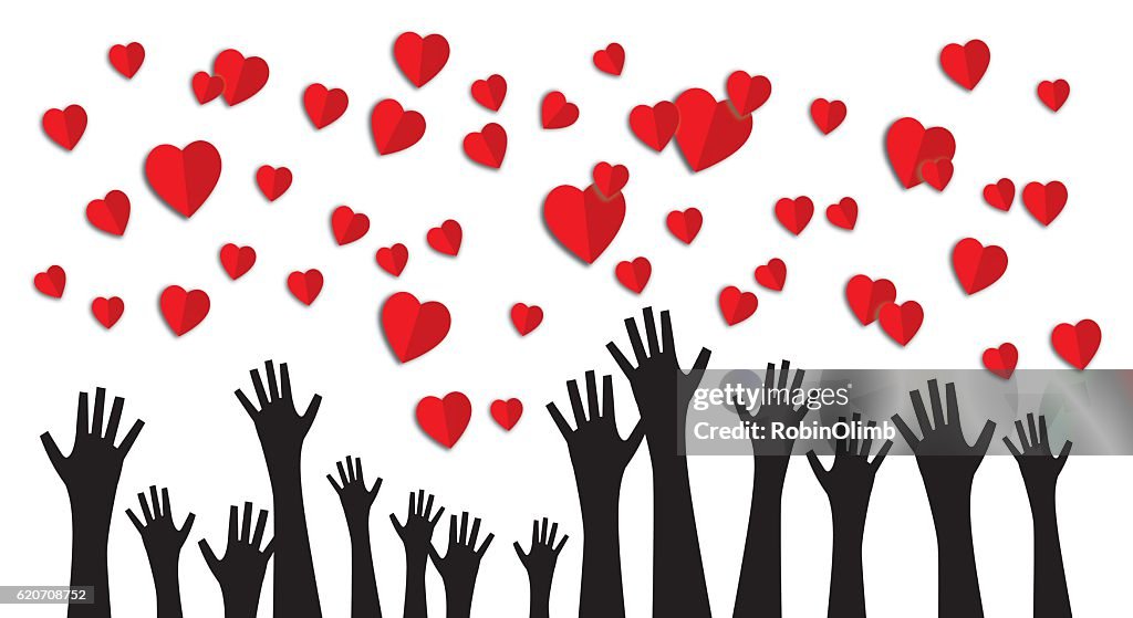 Hands Reaching Up For Hearts
