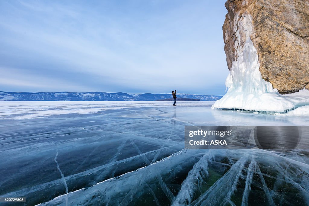 The ice of Lake Baikal