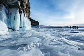 The ice of Lake Baikal