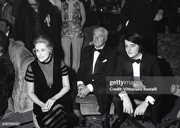 Rome, Italy. Italian movie director Vittorio de Sica with his wife Maria Mercader and their son Christian during a party in Rome December 14 1969.