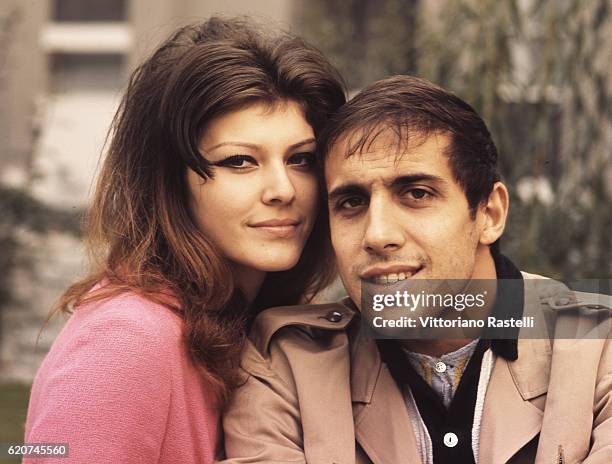 Milan, Italy, 12 October 1965. The actress Claudia Mori with her husband Adriano Celentano. Adriano Celentano is a singer-songwriter, dancer,...