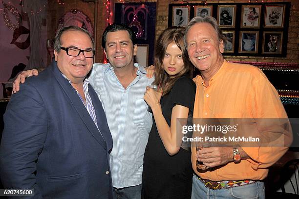 Hunt Slonem, Brian Heir, Magdalena Frackowiak and Jeffrey Thomas attend LISA ANASTOS and HUNT SLONEM BIRTHDAY PARTY at Lipps on July 24, 2008 in New...