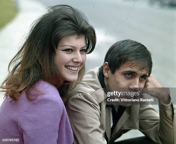 Milan, Italy, 12 October 1965. The actress Claudia Mori with her husband Adriano Celentano. Adriano Celentano is a singer-songwriter, dancer,...