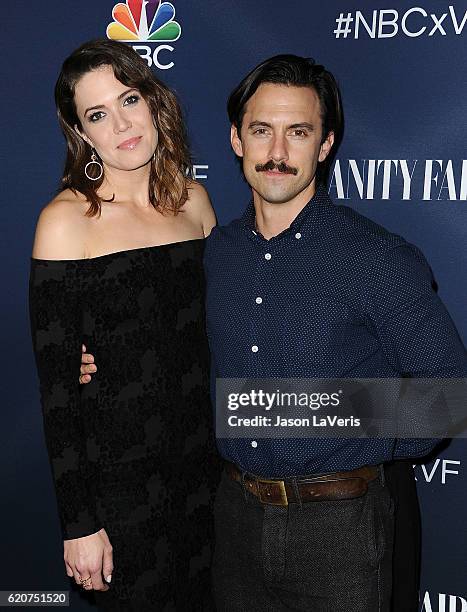 Actress Mandy Moore and actor Milo Ventimiglia attend the NBC and Vanity Fair toast to the 2016-2017 TV season at NeueHouse Hollywood on November 2,...