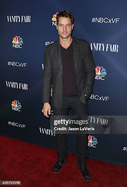 Actor Justin Hartley attends the NBC and Vanity Fair toast to the 2016-2017 TV season at NeueHouse Hollywood on November 2, 2016 in Los Angeles,...