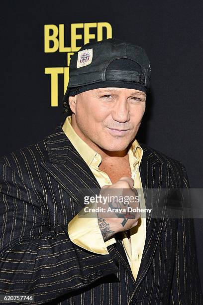 Vinny Pazienza attends the premiere of Open Road Films' "Bleed For This" at Samuel Goldwyn Theater on November 2, 2016 in Beverly Hills, California.