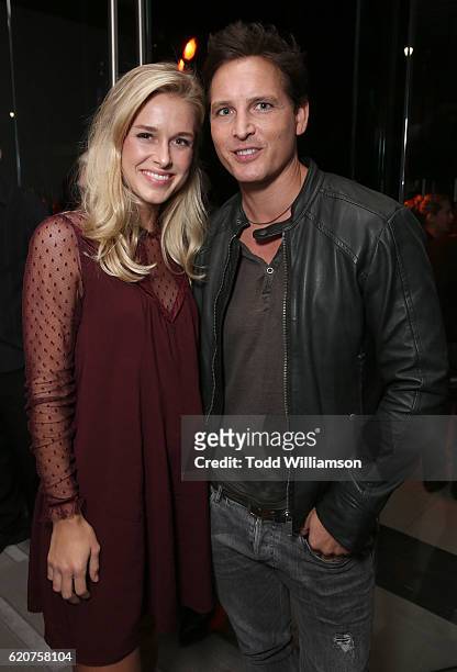 Lily Anne Harrison and Peter Facinelli attend the after party for the premiere of Open Road Films' "Bleed For This" on November 2, 2016 in Beverly...